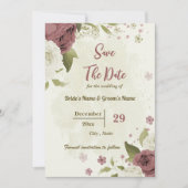 Dusty Rose & weiße Blume botanische Hochzeit Save The Date (Vorderseite)