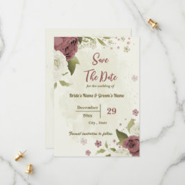 Dusty Rose & weiße Blume botanische Hochzeit Save The Date