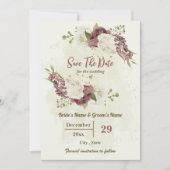 Dusty Rose & weiße Blume botanische Hochzeit Save The Date (Vorderseite)