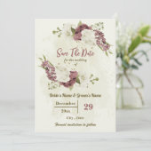 Dusty Rose & weiße Blume botanische Hochzeit Save The Date (Stehend Vorderseite)