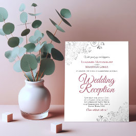 Dusty Rose & White BUDGET Hochzeitsempfang Einladu