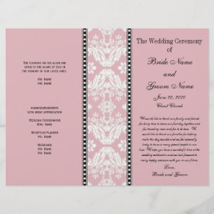 Dusty Rose White Damask Hochzeitsprogramm