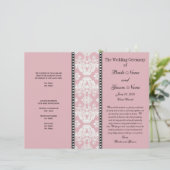 Dusty Rose White Damask Hochzeitsprogramm (Stehend Vorderseite)