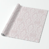 Dusty Rose White Damask Name & Glückwünsche Geschenkpapier (Ungerollt)