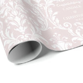 Dusty Rose White Damask Name & Glückwünsche Geschenkpapier (Rolleneckpunkt)