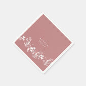 Dusty Rose White Floral Custom Brautparty Serviette (Ecke)