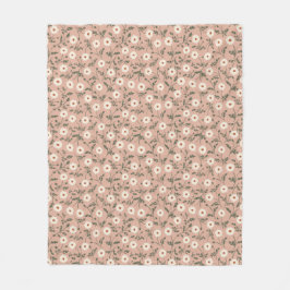 Dusty Rose White Modern Farmhouse Daisy Pattern Fleecedecke