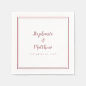 Dusty Rose & White Simple Modern Wedding Party Serviette (Vorderseite)
