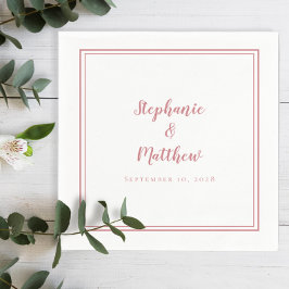 Dusty Rose & White Simple Modern Wedding Party Serviette