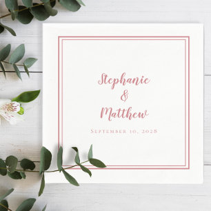 Dusty Rose & White Simple Modern Wedding Party Serviette