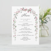 Dusty Rose Wild Blume Blush Floral Wedding Menu Menükarte (Stehend Vorderseite)