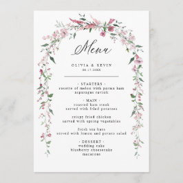 Dusty Rose Wild Blume Blush Floral Wedding Menu Menükarte