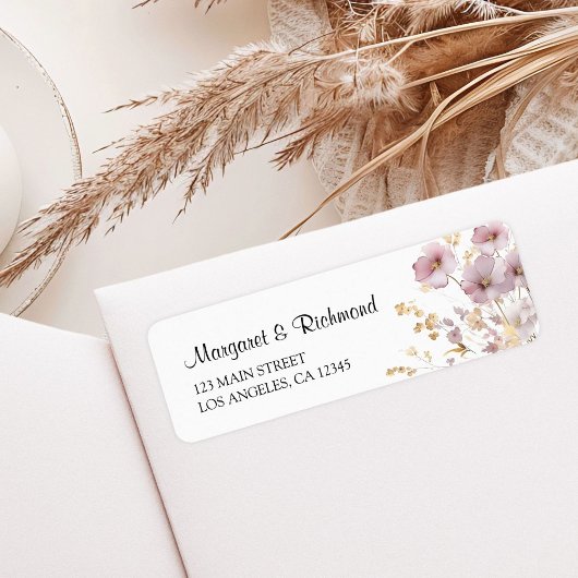 Dusty Rose Wildblume Floral Wedding Address