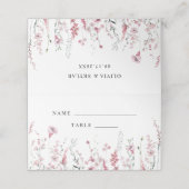 Dusty Rose Wildblume Meadow Wedding Platzkarte (Außenseite Aufgefaltet)