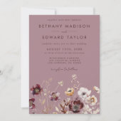 Dusty Rose Wildblume Wedding Einladung (Vorderseite)