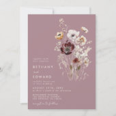 Dusty Rose Wildblume Wedding Einladung (Vorderseite)
