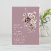 Dusty Rose Wildblume Wedding Einladung (Stehend Vorderseite)
