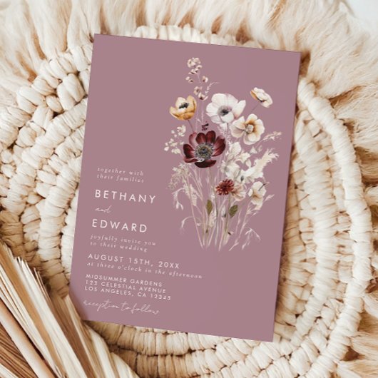Dusty Rose Wildblume Wedding Einladung