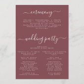 Dusty Rose Wildblume Wedding Programm (Rückseite)