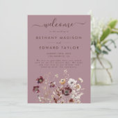 Dusty Rose Wildblume Wedding Programm (Stehend Vorderseite)