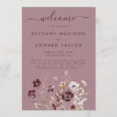 Dusty Rose Wildblume Wedding Programm (Vorderseite)