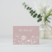 Dusty Rose Wildflower Details Card Wedding Insert (Stehend Vorderseite)