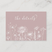 Dusty Rose Wildflower Details Card Wedding Insert (Vorderseite)