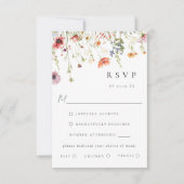 Dusty Rose Wildflower Wedding Meal Choice RSVP (Vorderseite)