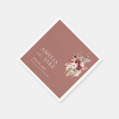 Dusty Rosewood Floral Wedding Serviette (Ecke)