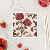 Dusty-Rote Rose-Muster Serviette (Beispiel)