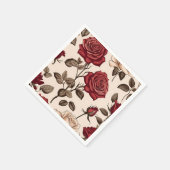 Dusty-Rote Rose-Muster Serviette (Ecke)