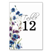 Dusty Royal Blue Lila Bloom Floral Tischnummer (Vorderseite)
