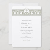 Dusty Sage and Dove White Love Birds Wedding Einladung (Vorderseite)