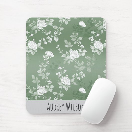 Dusty Sage Blumengrün Blume Grünmuster Mousepad (Mit Mouse)