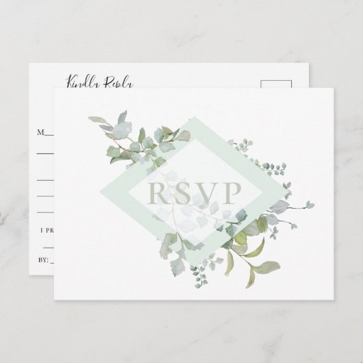 Dusty Sage Botanical Wedding RSVP Song Request Einladungspostkarte (Vorne/Hinten)