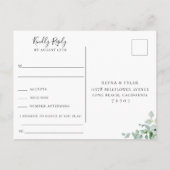 Dusty Sage Botanical Wedding RSVP Song Request Einladungspostkarte (Rückseite)