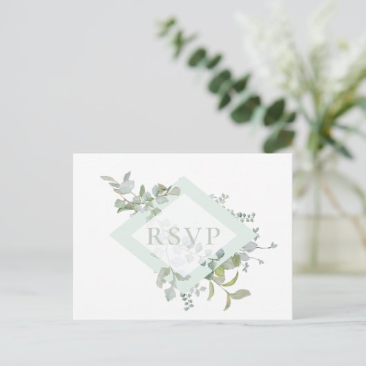 Dusty Sage Botanical Wedding RSVP Song Request Einladungspostkarte (Stehend Vorderseite)