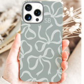 Dusty Sage Bow Monogram Case-Mate iPhone Hülle