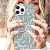 Dusty Sage Bow Monogram Case-Mate iPhone Hülle