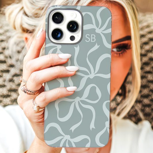Dusty Sage Bow Monogram Case-Mate iPhone Hülle