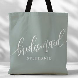 Dusty Sage Bridesmaid Modernes Skript Tasche