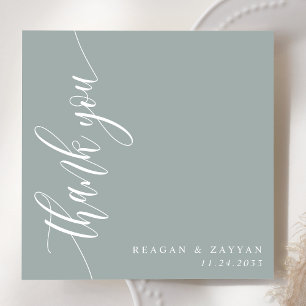 Dusty Sage Calligraphy Script Wedding Dankeskarte