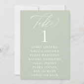 Dusty Sage Calligraphy Seating Chart Tischnummer (Vorderseite)