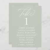 Dusty Sage Calligraphy Seating Chart Tischnummer (Vorne/Hinten)