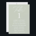 Dusty Sage Calligraphy Seating Chart Tischnummer<br><div class="desc">Eleganter weißer Kalligraphie-"Tisch",  mit Gästennamen aufgelistet und Tischnummer,  Hochzeitssitzkarte Tischnummer 12x18 Karte. Hintergrundfarbe in staubiger Weise dargestellt,  kann angepasst werden. Konzipiert für die Koordination mit unserer Dusty Sage Botanical Collection.</div>