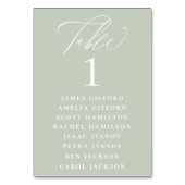 Dusty Sage Calligraphy Seekarte Tischnummer (Vorderseite)