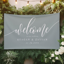 Dusty Sage Calligraphy Simple Wedding Willkommen Banner