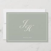 Dusty Sage Classic Monogram Hochzeit Flat Dankesch Dankeskarte (Vorderseite)