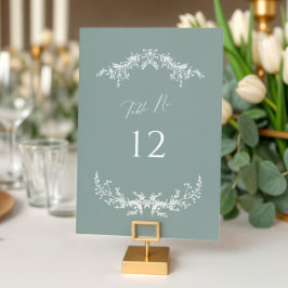 Dusty Sage Cottage Wedding Table Number Card Sign Tischnummer