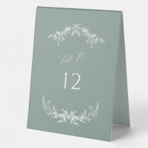 Dusty Sage Cottage Wedding Table Number Tent Sign